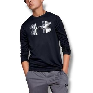 Under Armour Boys Size XL Black Logo Long Sleeve HeatGear Shirt